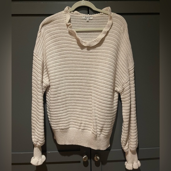 Madewell Ruffle-Neck Pullover Sweater in Cotton-Merino Yarn - Picture 4 of 10